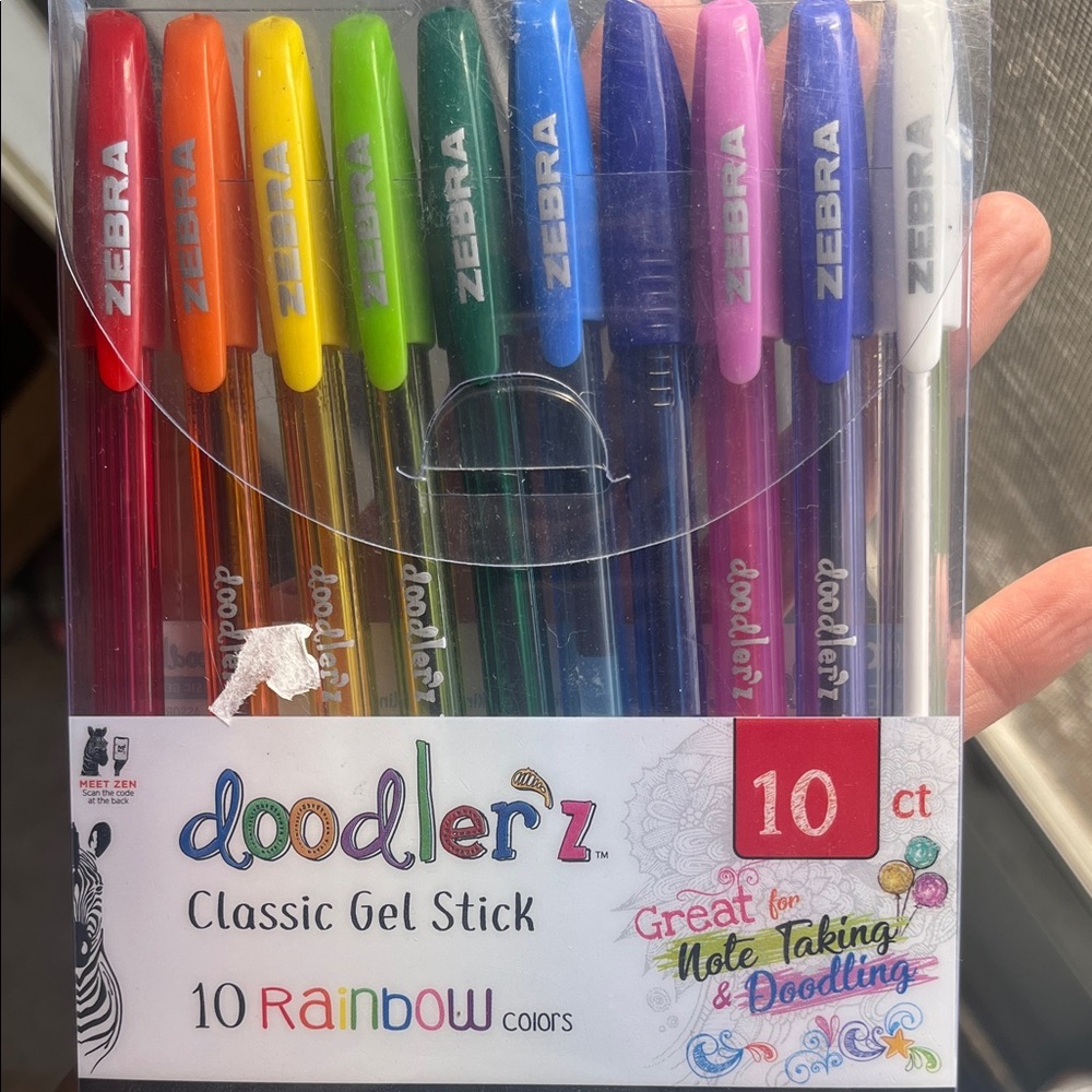 3/$15🍄 Zebra Doodlerz Classic Gel Stick Pens - 10 Rainbow Colors